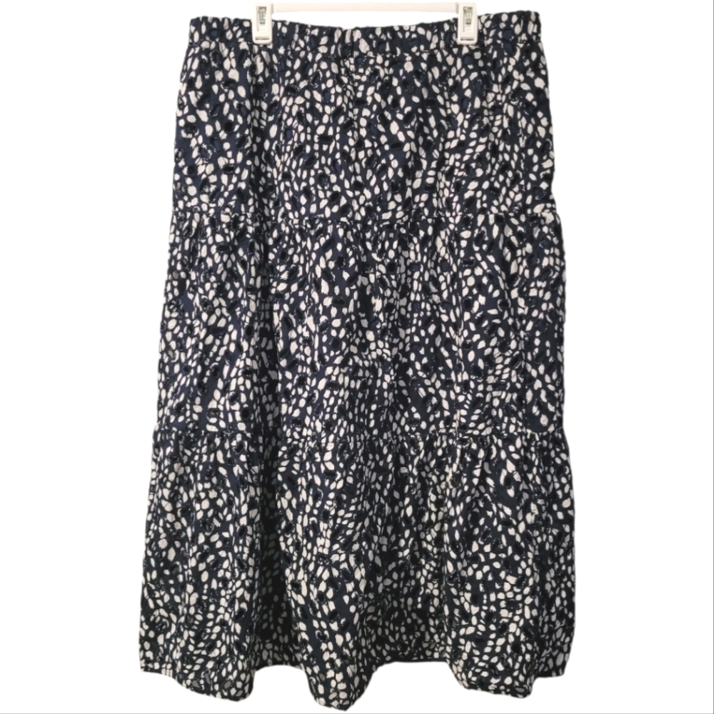 SimplyVera Vera Wang Women's XXL navy blue white tiered eyelet lace skirt cotton